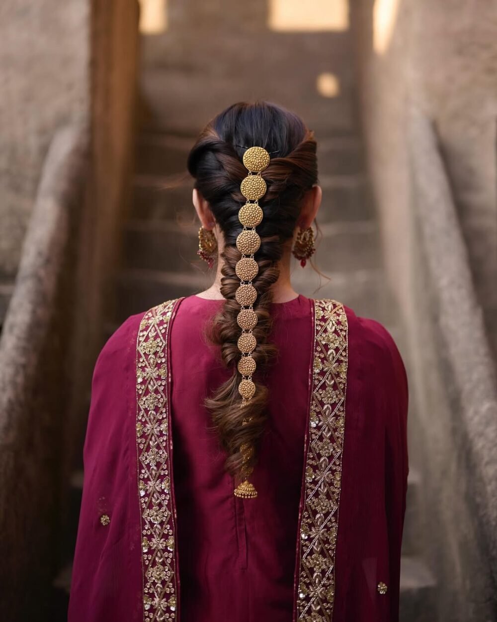 Maroon Pure Silk Farshi Salwar Suit - Image 4