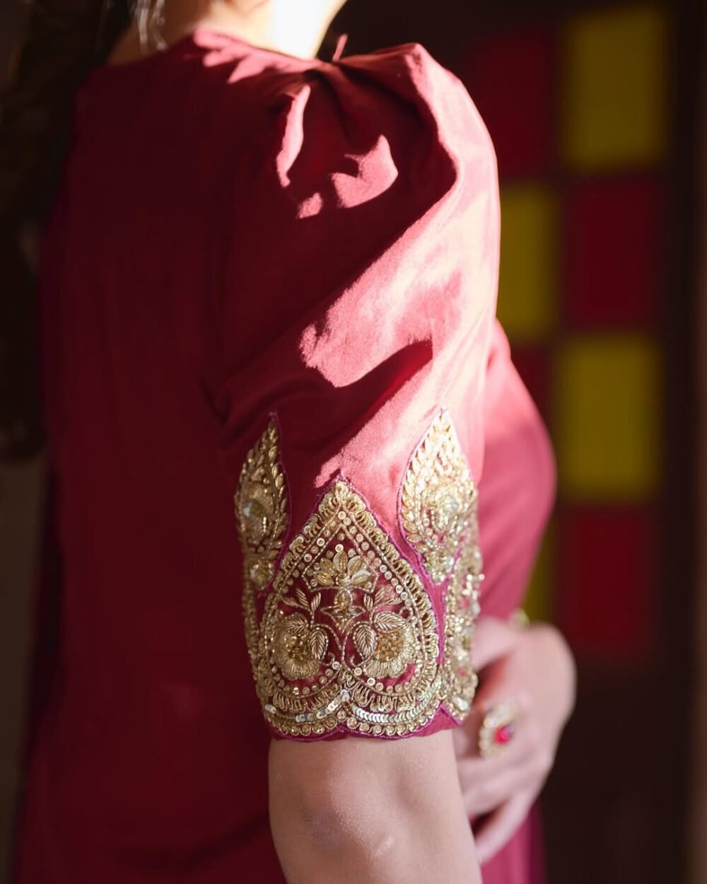 Maroon Pure Silk Farshi Salwar Suit - Image 3
